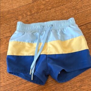 Kids Colorblock Swim Shorts - Light Blue, Yellow & Royal Blue